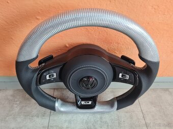 VOLANT VOLKSWAGEN R LINE GTI - KOZA / BIELY KARBON / BORDOVY - 3