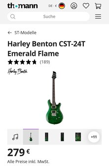 Elektrická gitara Harley Benton CST-24T emerald green - 3