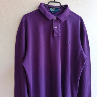 Polo Ralph Lauren fialová polokošeľa s dlhým rukávom tričko - 3