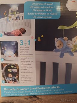 Predám Fischer-Price 3v1 projekčný kolotoč nad postieľku - 3