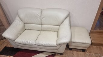 Kožená sedačka a taburetka - 3