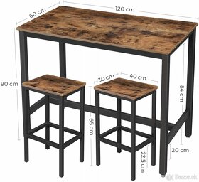 Barový stôl so stoličkami - zostava - set 120x60x90 cm - 3