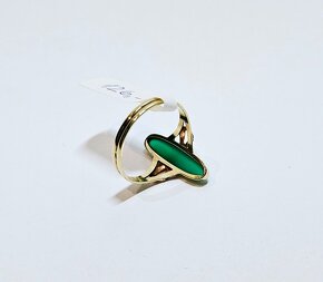 14k zelený dámsky zlatý prsteň - 3