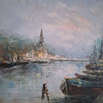 OBRAZ - Olejomaľba - John Bevort - Prístav - 3