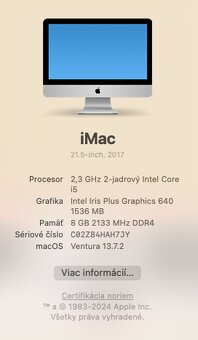 Apple iMac 21.5" 2017 – spoľahlivý, ako nový - 3