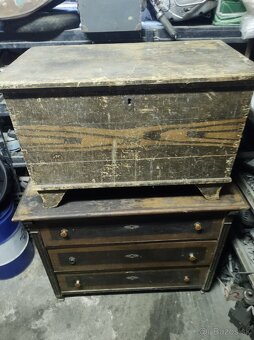 Drevená truhlica / stará drevená komoda - 3