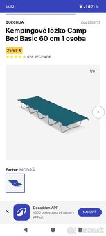 Predám Kempingové lôžko Camp Bed Basic 60 cm - 3