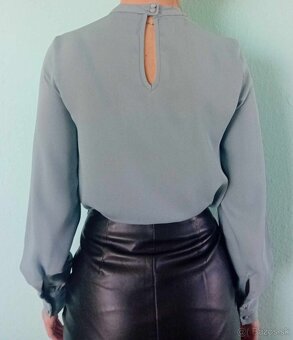 Elegantná dámska sivomodrá blúzka H&M - veľkosť 34 / XS - 3