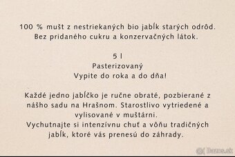 Predám pasterizovaný jablkový mušt 5l - 3