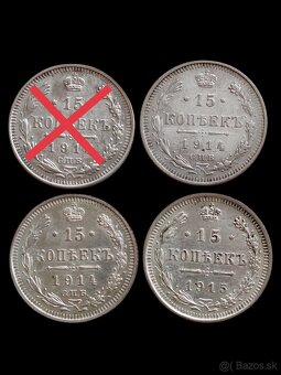 Strieborné 20,15, 10 a vzácne 5 Kopejky STAV - 3