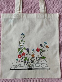 Maľovaná plátená taška kvety - 3