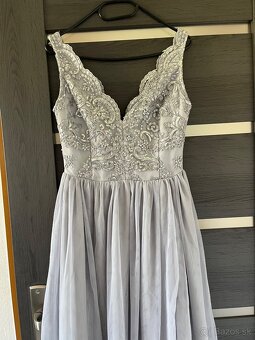 Strieborné spoločenské šaty M XL - 3