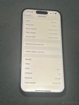 Predám Apple IPhone 15 PRO 128GB Black Titanium - 3