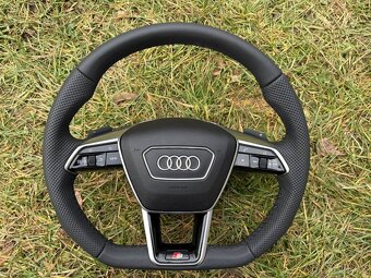 AUDI sportovy S volant kozeny zrezany perforovany - 3