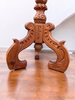 Vyrezávaný drevený svietnik, top stav, V76xS45xH45 - 3