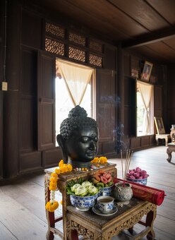 Veľká 42cm bronzová starožitná busta buddhu Gautamu -Thajsko - 3