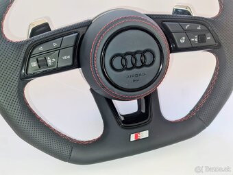 VYHRIEVANY AUDI Kožený volant Červená niť +AIRBAG + F1 PADLA - 3