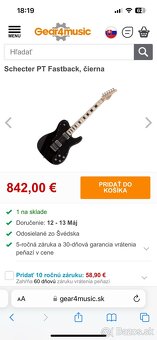 Schecter tele PT Fastback, čierna - 3