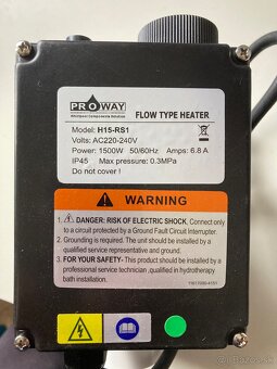 Bazénový prietokový ohrievač ProWay H15-RS1 1.5kW 230V - 3