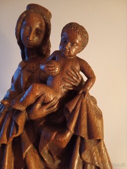 Stará z dreva vyrezávaná Madona s dieťaťom 50 cm - 3