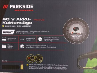Predám aku reťazovú pílu Parkside PPKSA 40 Li-B2 - 3