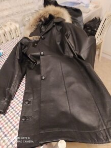 dámská kožená delší bunda (krátký kabát) -XL - 3