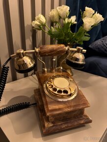 3x Starožitné stolové telefóny z kameňa onyx - 3