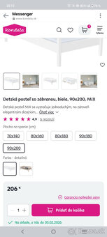 Detská posteľ so zábranou, biela, 90x180 - 3