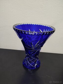 Váza široka, XL Brúsené modré Art sklo - 3