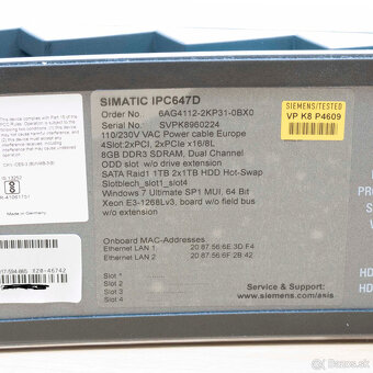 Priemyselné PC Siemens IPC647D 6AG4112-2KP31-0BX0 - 3