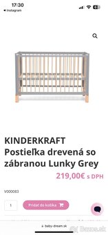 Detská postieľka Kinderkraft Lunky Gray s matracom materasso - 3