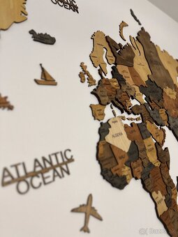 3D Drevená mapa sveta na stenu - 3