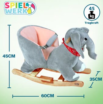 Detský hojdací jednorožec sloník koník so zvukom a baterkami - 3