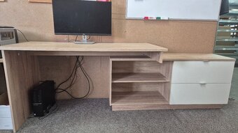 Písací stôl s komodou dub sonoma/biela PC-150€ - 3