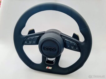AUDI KOŽENÝ EXCLUSIVE VOLANT + AIRBAG + F1 PADLA CIERNA NITK - 3