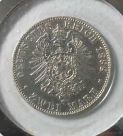 Strieborna minca 2 Marka 1888 Friedrich, Prusko - 3