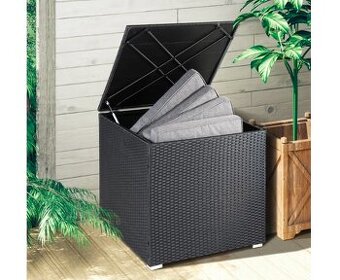 Záhradný ratanový úložný box 75x75x70cm čierny, sivý a hnedý - 3
