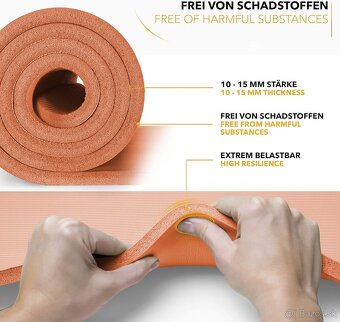 TRESKO® podložka na jogu/fitness – 185 × 60 × 1 cm, oranžová - 3