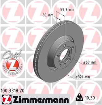 Audi, brzdové kotúče,platničky,ZIMMERMANN,komplet sada. - 3