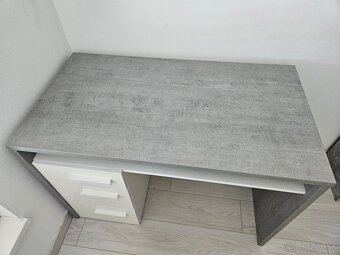 PC / písací stôl - betón + biela - 3