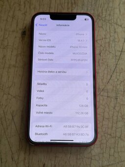 Predám Apple iPhone 13 Mini 128GB RED Známky Používania - 3