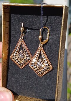 Extravagantné zlaté náušnice 585 - 3