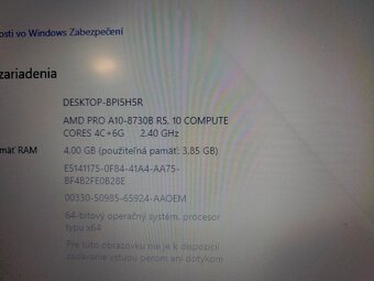 predám notebook HP ELITEBOOK 725 G4 ,WINDOWS 10,bez baterky - 3