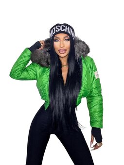 Cropp damska zelena bunda s kozusinou NOVA - 3