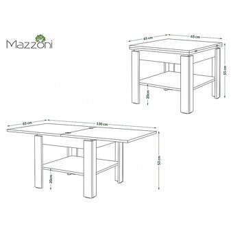 Rozkladaci konferencny stolik Mazzoni dub artisan 65x65cm - 3