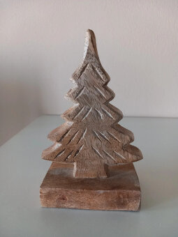 Dekorácia - drevený stromček, nový 13x8x5 cm - 3