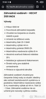 Záhradna vodáreň - čerpadlo HECHT 3101 INOX - 3