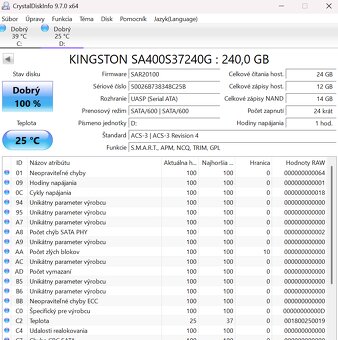Nový SSD Kingston A400 240 GB (SA400S37/240G) – interný 2,5″ - 3