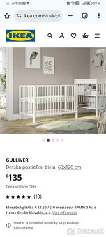 Postieľka detská 60x120cm na predaj značka Ikea Gulliver - 3
