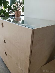 Veľká drevená komoda / šuflíky z preglejky a skla (top stav) - 3